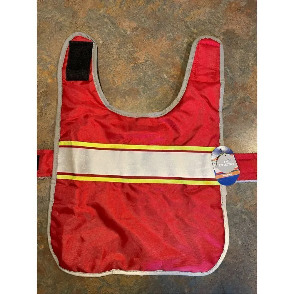 Dog Apparel Red Coat Reflective Medium